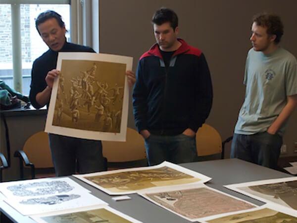 Visiting artist Zhang Minjie presents a workshop in multi-color reduction woodblock printing