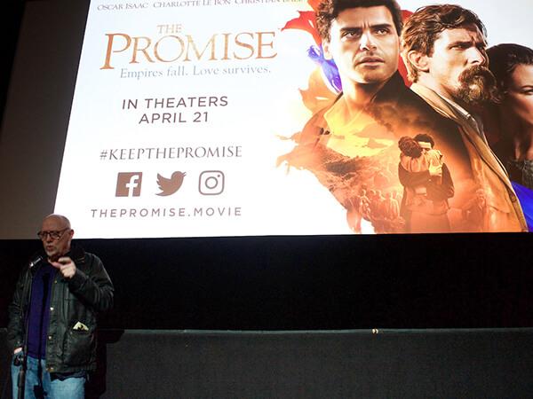  Irish screenwriter and director Terry George speaks during a screening of The Promise at the Hamilton Theater