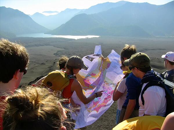 Colgate students interpret the volcanic landscape during a three-week extended study trip to Chile with professor Karen Harpp.