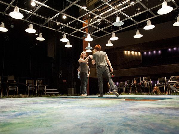 An in-progress rehearsal showcases one of the theater spaces available in the Dana Arts Center
