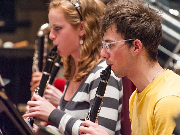 Students playing clarinet in Colgate Orchestra