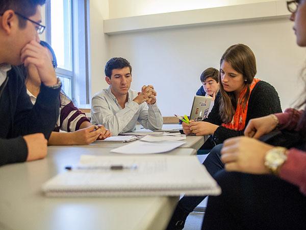 Colgate students attend a session of International Institutions class.