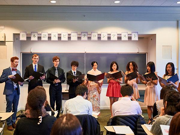 Colgate students participate in the annual Japanese speech competition in Lawrence Hall.