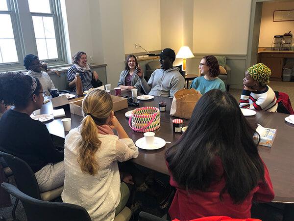 2016–17 Olive B. O’Connor fellow Nana Kwame Adjei-Brenyah chats with students