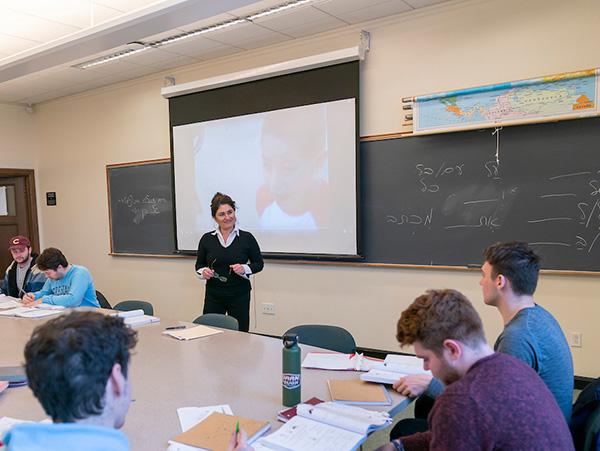 Professor Guez instructing a Hebrew lecture