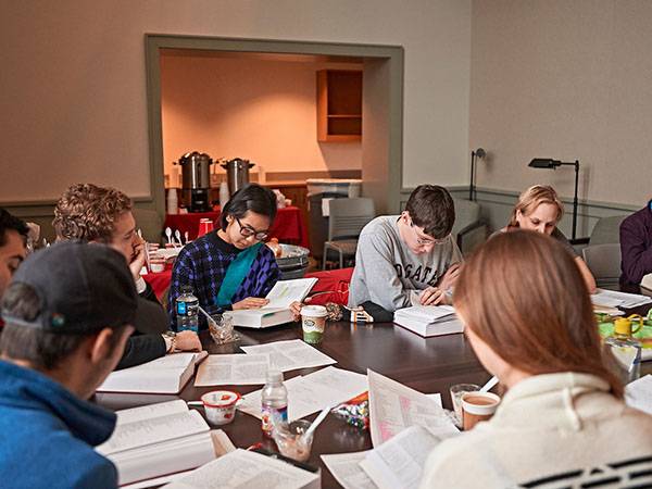 A marathon reading of Milton's epic poem Paradise Lost took place on March 1, 2015 in the English Department Lounge (Lathrop third floor).
