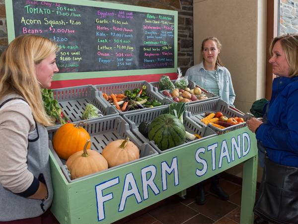 Students involved with the Colgate Community Garden sell produce at The Coop.
