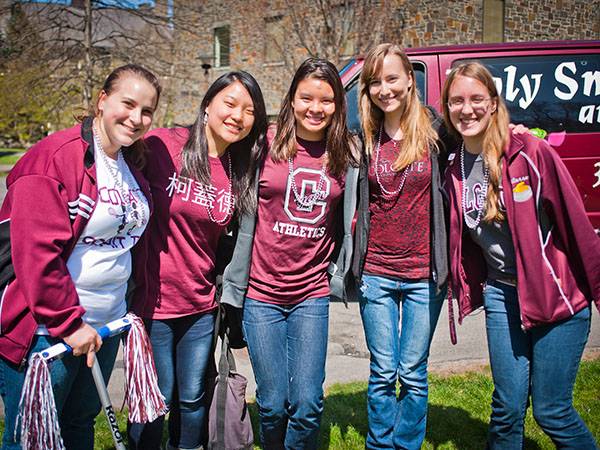Students dressed in maroon and Colgate gear celebrate Colgate Day.