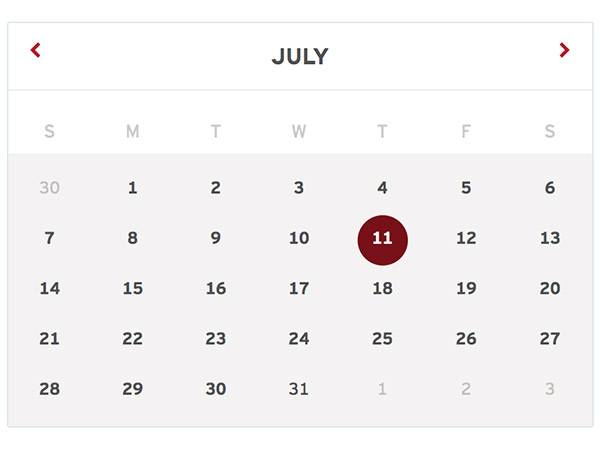 Calendar showing July, with 11 highlighted