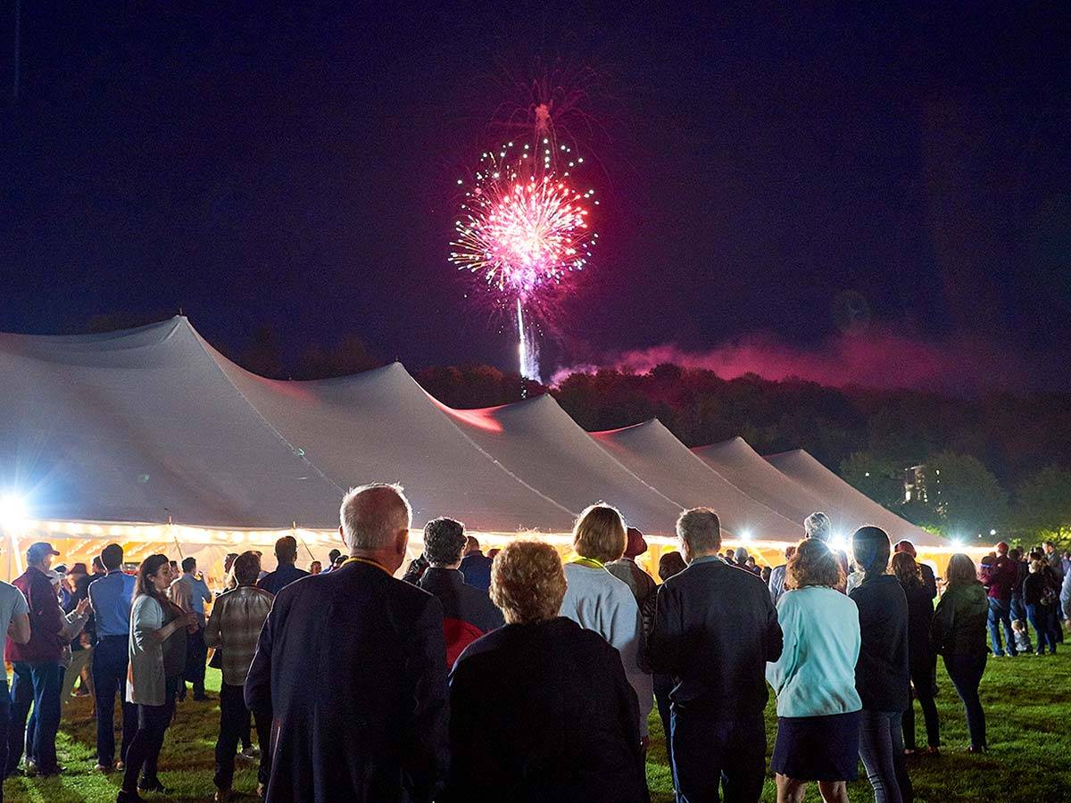 Fireworks over Whitnall Field at the Bicentennial Reunion