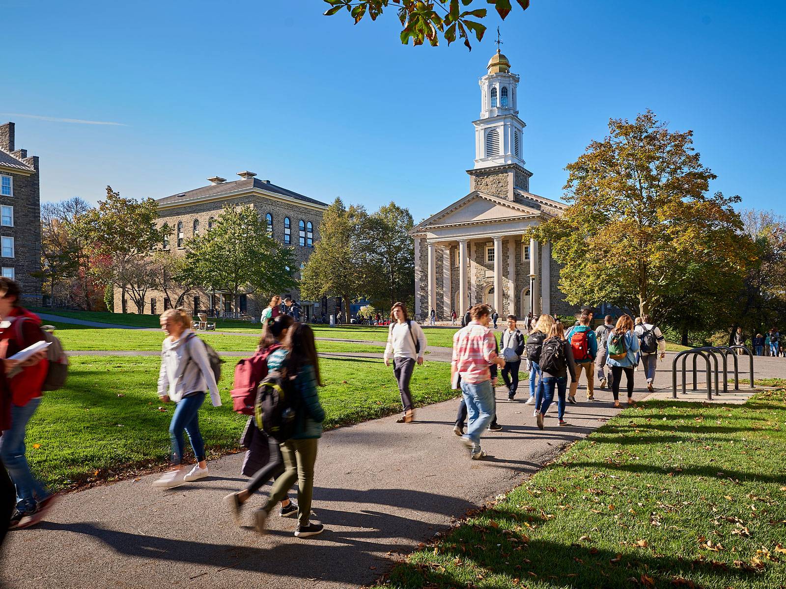 Students walking through academic quad.