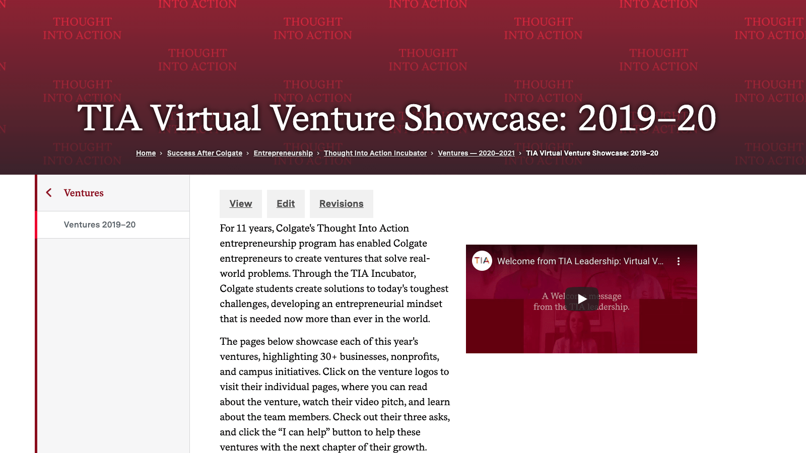 TIA 2020 venture showcase