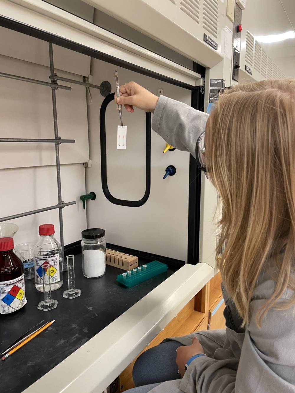 student conducts research
