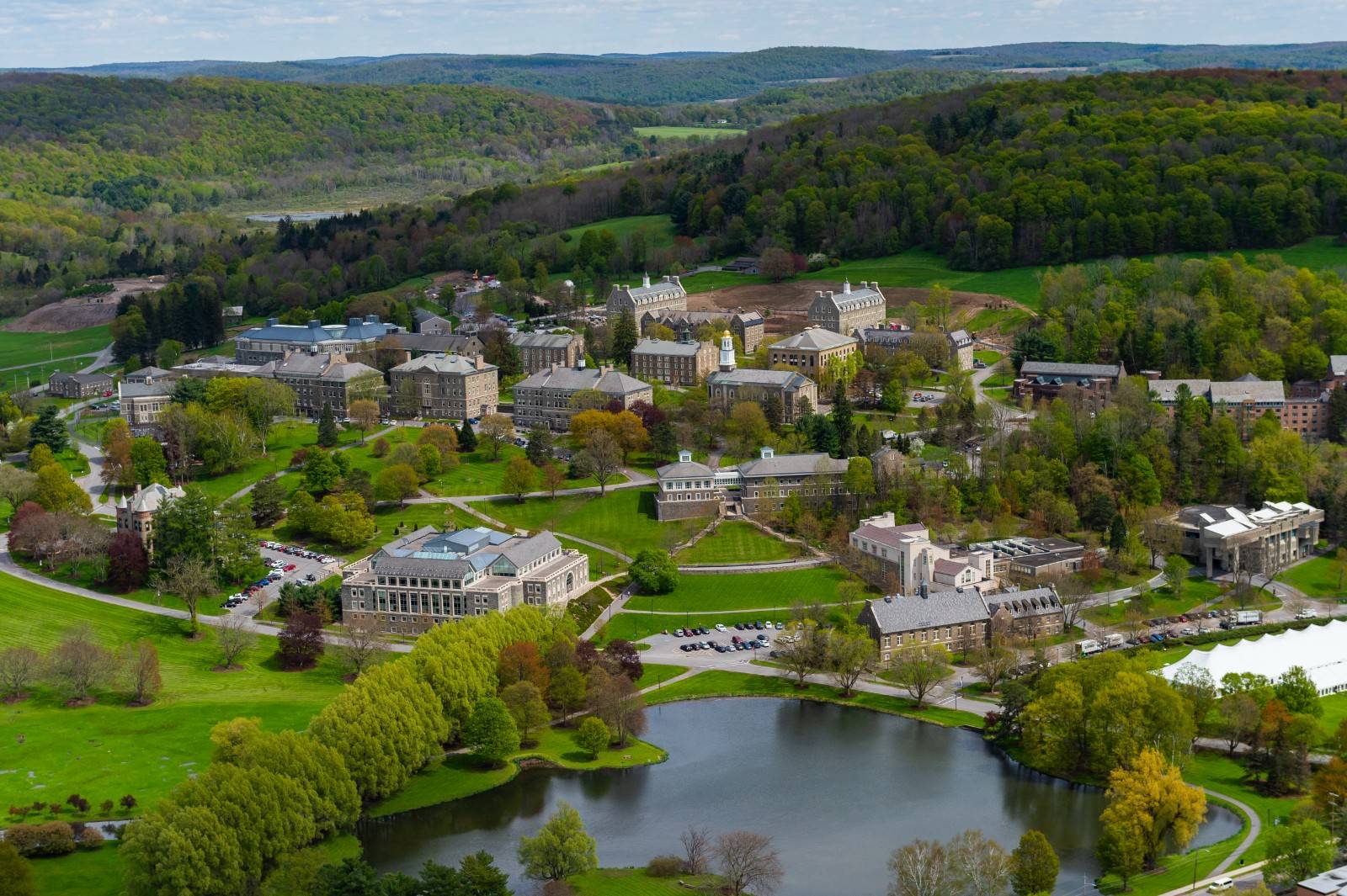 Aerial view of Colgate University campus