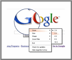 screenshot of Google search screen with a small section magnified