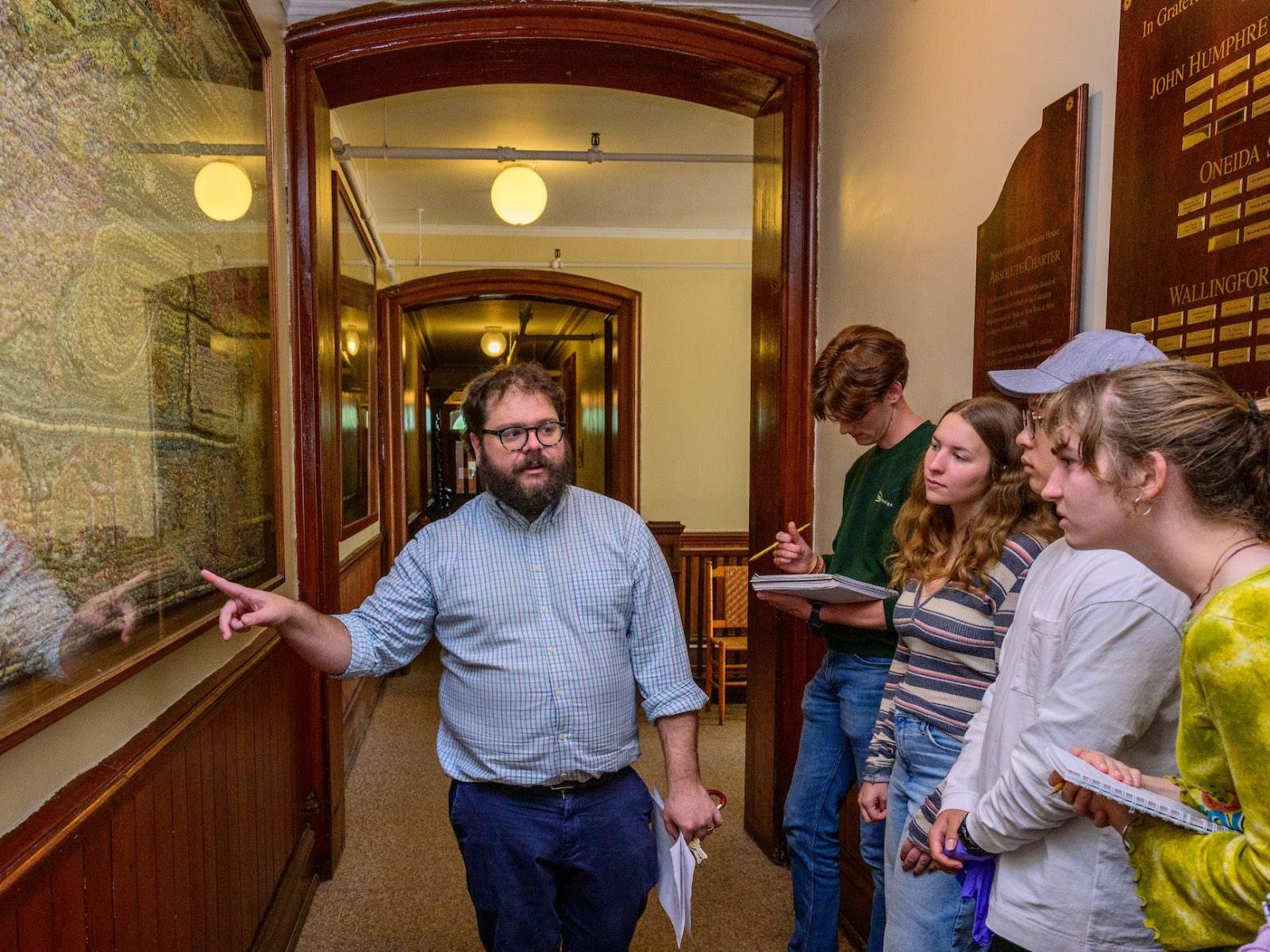 Colgate students visit and work in the Oneida Community Mansion House as part of their studies for the class Museum Studies and History, instructed by professors Monica Mercado and Liz Marlowe, September 20, 2023.