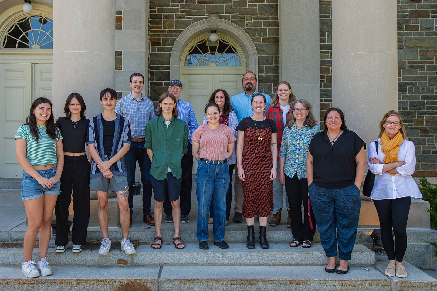 Spring 2024 NAST Faculty, Staff, and Student Concentrators standing on steps of Colgate Memorial Chapel