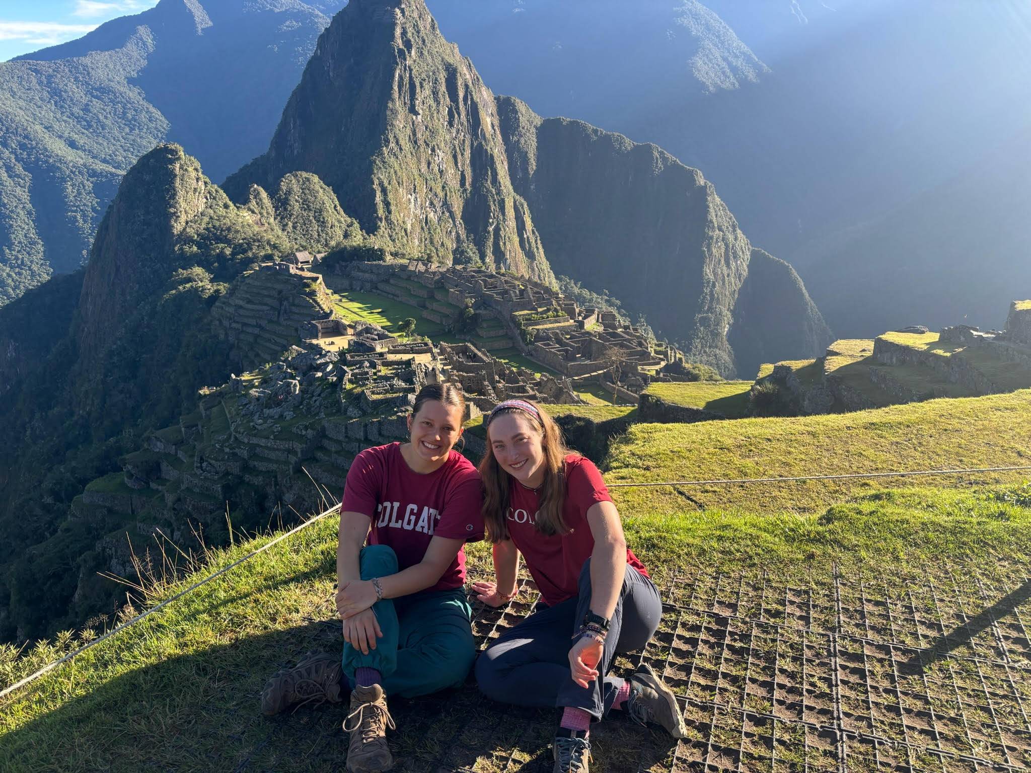 Photo of students posing at Machu Picchu, Peru