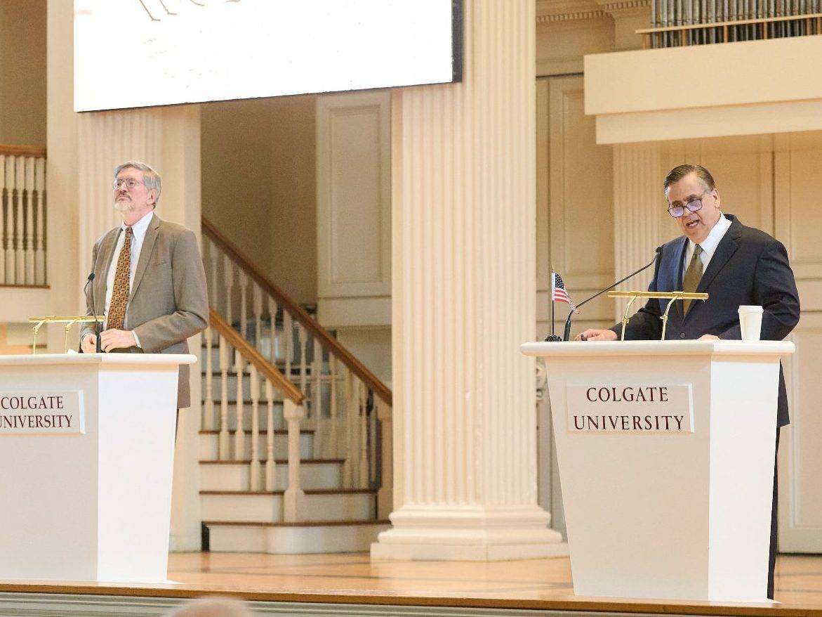 Michael Klarman and Jonathan Turley speak during the 2025 Constitution Day Debate.