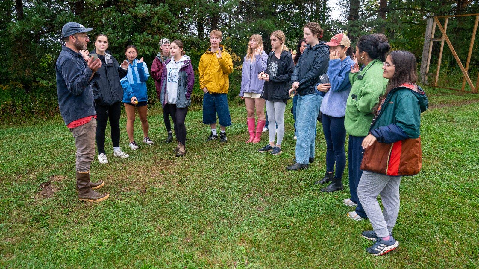 The class outdoors during a trip to Critz Farms in Cazenovia
