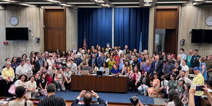 Oscar Brown ’26 attends Boston City Hall's 2025 Pride Celebration
