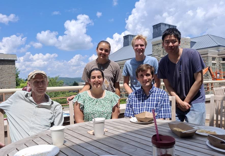 Professor of Geography William Meyer with (L-R) Jannah Zabadi ’26, Sara Tabibian ’26, Aidan Woods '23, Zachary O'Donnell ’27, and Luke Wang ’27.