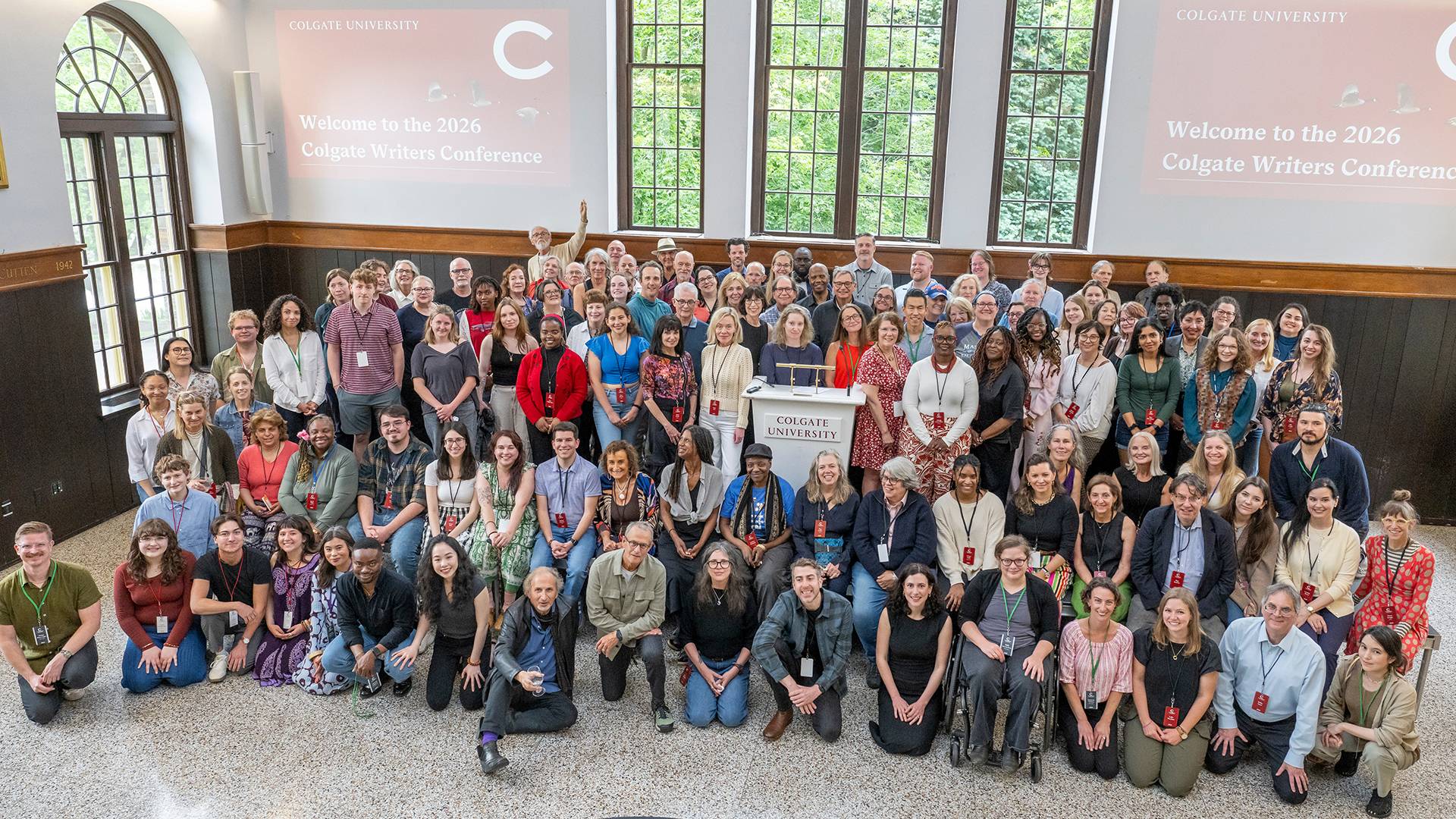 Conference attendees gather for a group photo