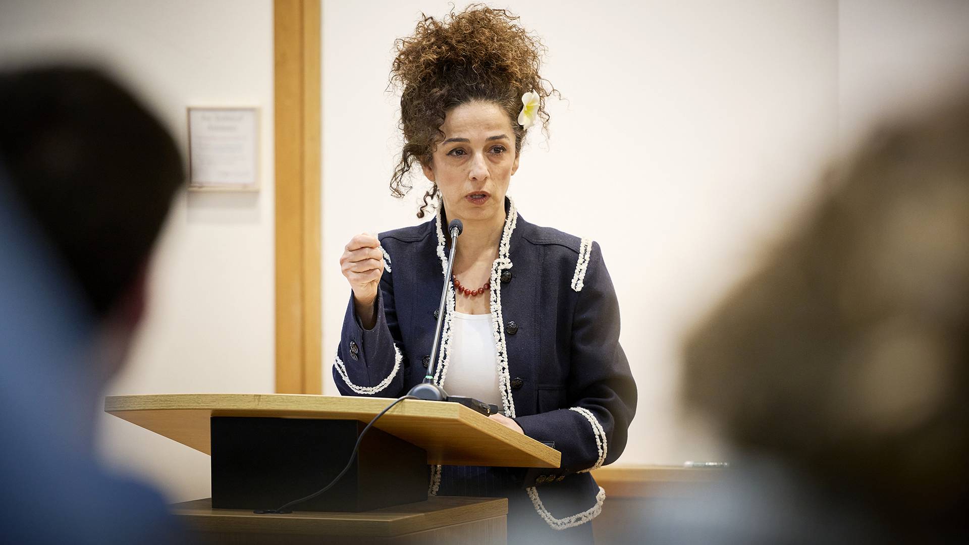  Masih Alinejad speaks at podium