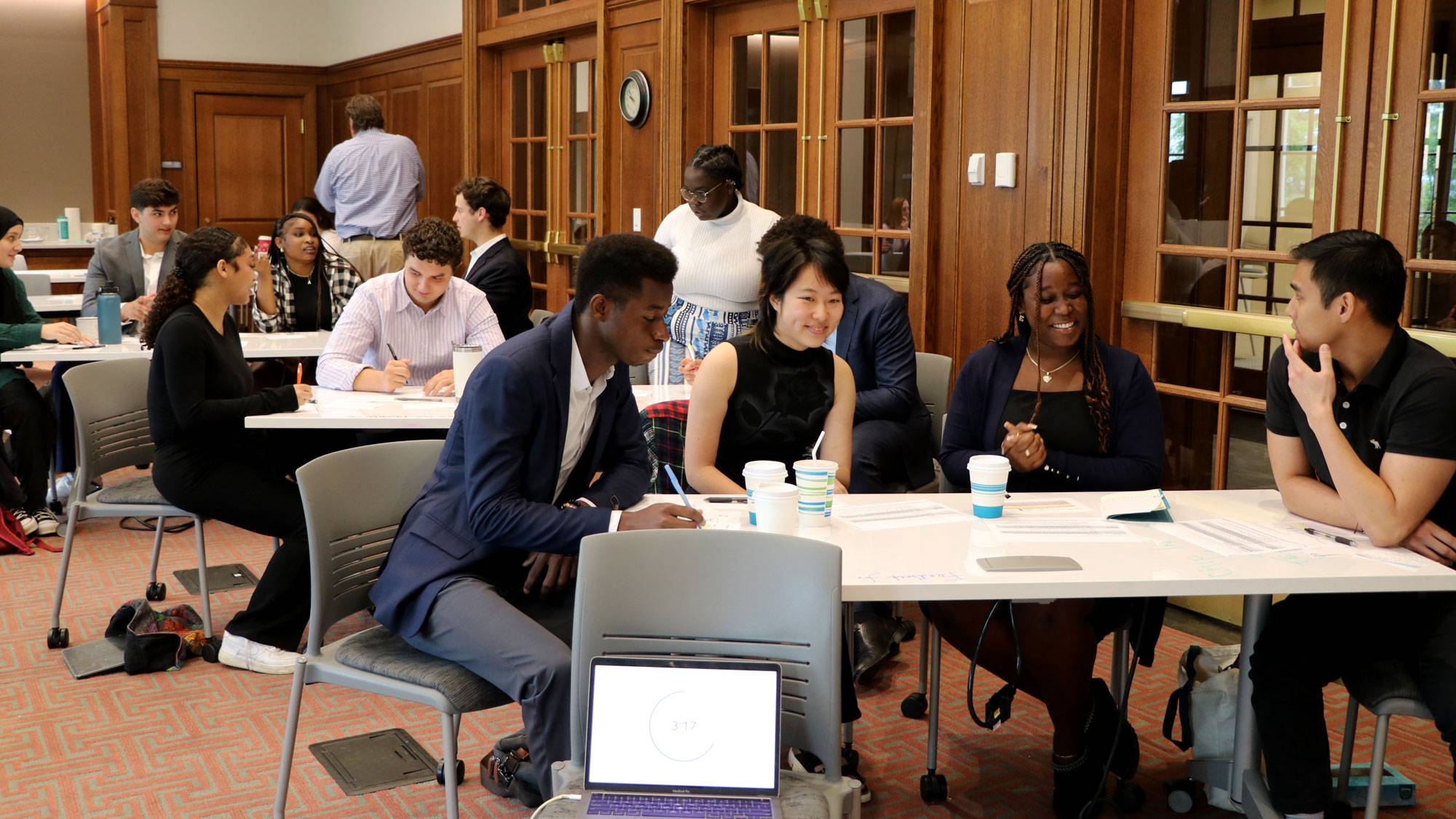 students at table